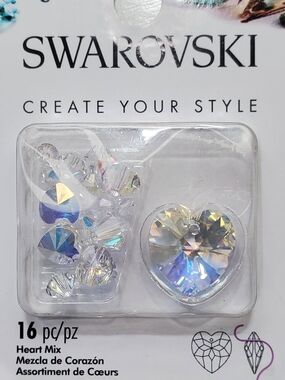 Swarovski AB DIY Iridescent Clear 6 Piece Heart Crystal Mix